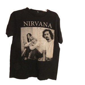 Nirvana Men's Medium Black And White Band Pic Shirt Music Tultex Short Sleeve